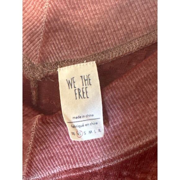 We The Free‎ Waffle Knit Top Woman XS Sweater Long Sleeve Burnt Orange V Neck - Picture 5 of 11